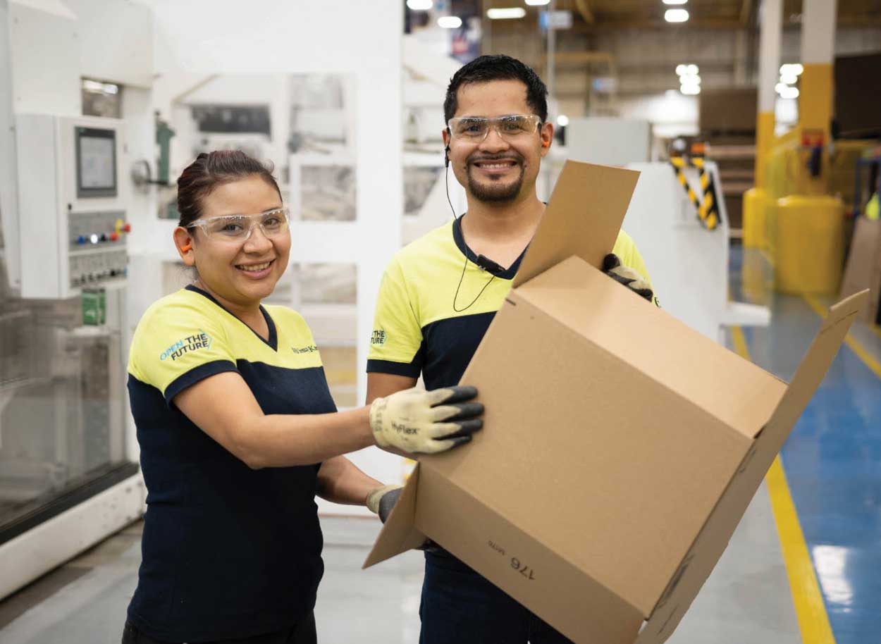 Employees with box