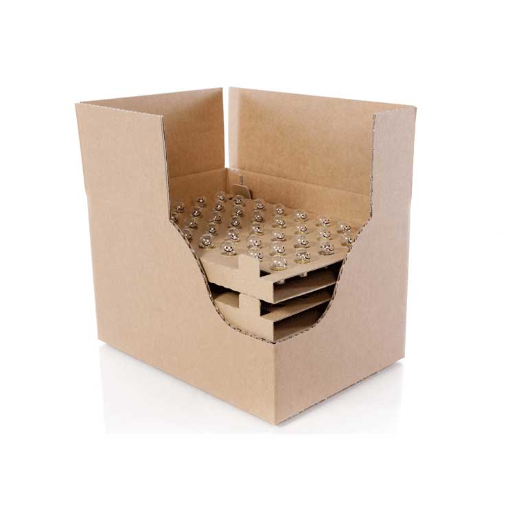 Caisse avec calage pour des ampoules superposées