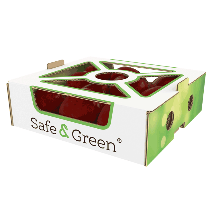 Emballage carré superposable avec couvercle ajourée pour tomates