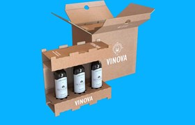 Packaging et calage en carton ondulé pour vente de bouteilles de vin sur le ecommerce