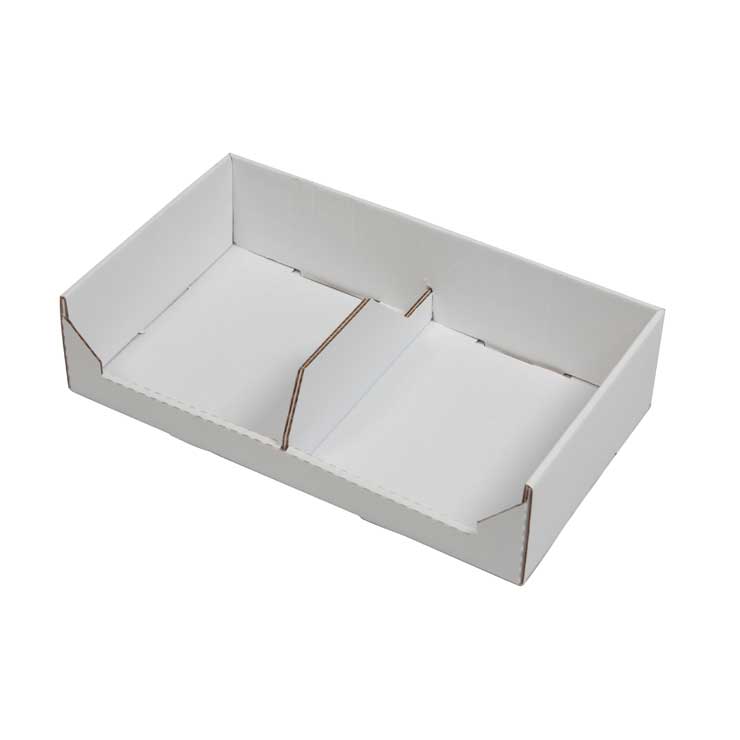 Plateau rembordé en carton avec 2 compartiments
