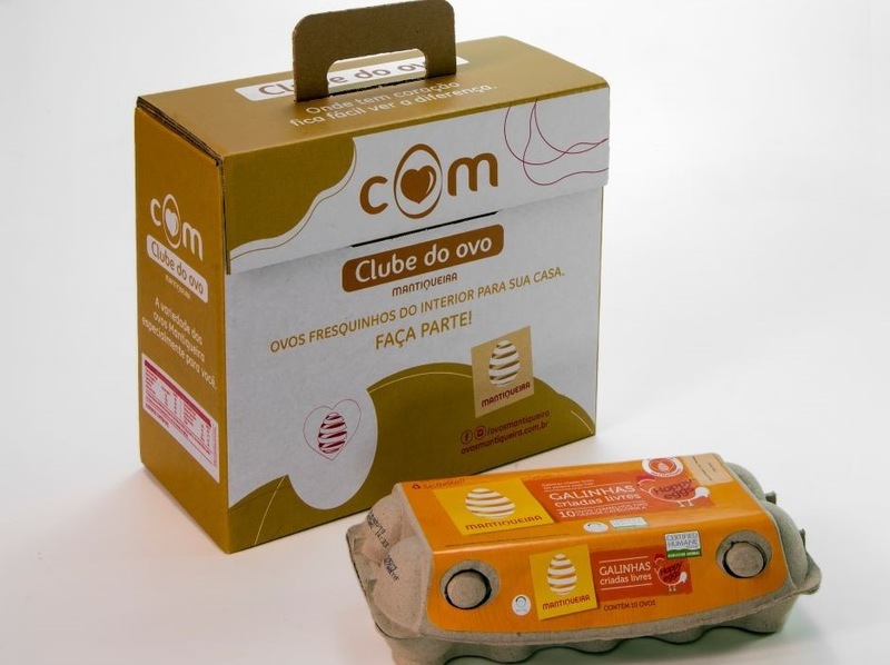Embalagem de papelão para o ecommerce de ovos da Mantiqueira