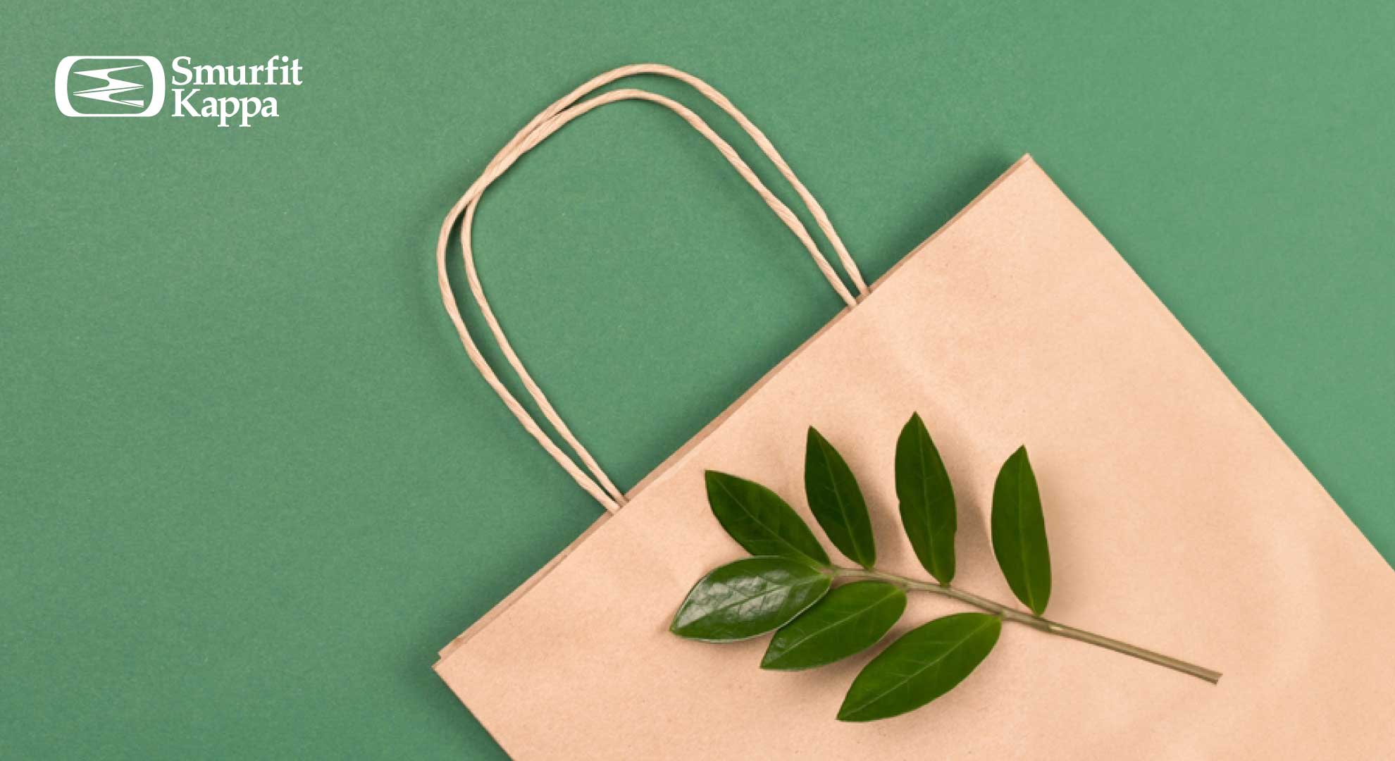 Bolsa de papel con rama de árbol