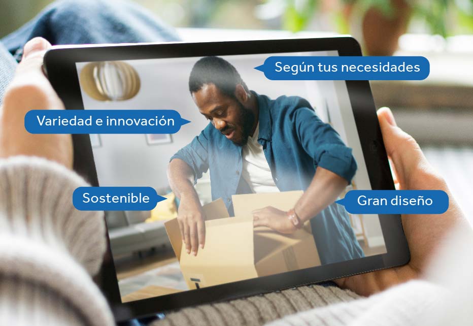 Usuario comprando en línea ecommerce tablet