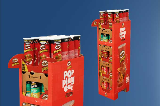 Observe cómo ayudamos a Pringles de Kellogg’s a aumentar la participación de mercado con un exhibidor llamativo. 