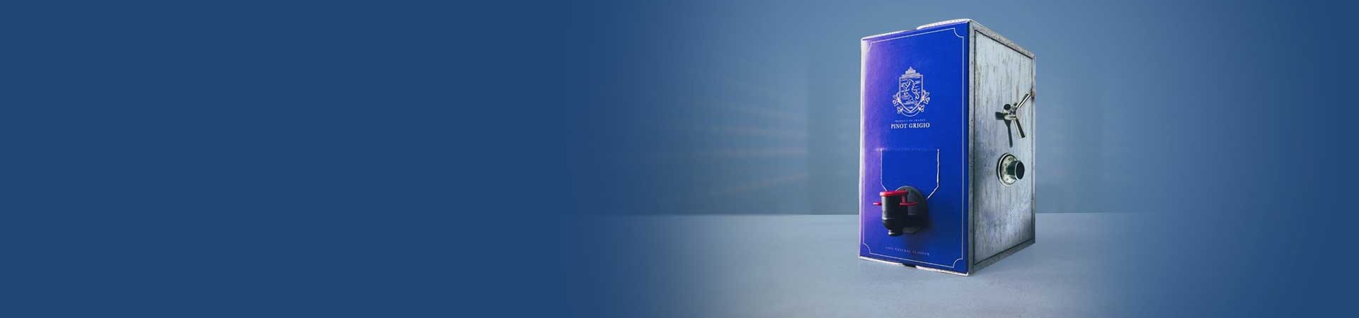 Packaging en carton ondulé de la gamme Bag-in-Box vin avec une impression extérieure de coffre-fort