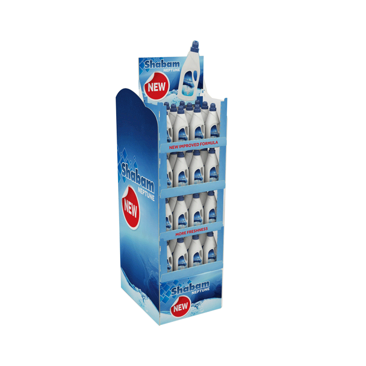 Présentoir de sol avec 4 étagères pour la promotion de lessive