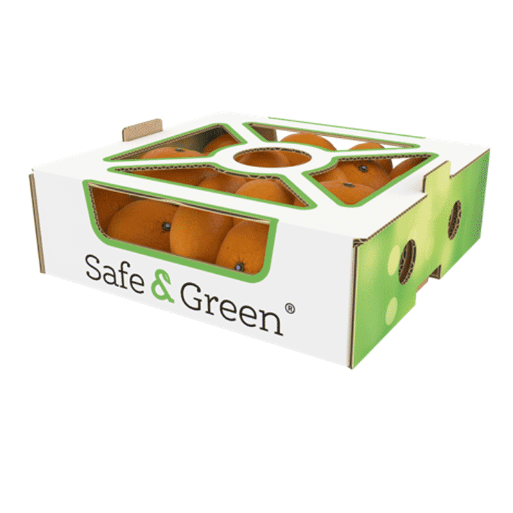 Emballage carré superposable avec couvercle ajourée pour oranges