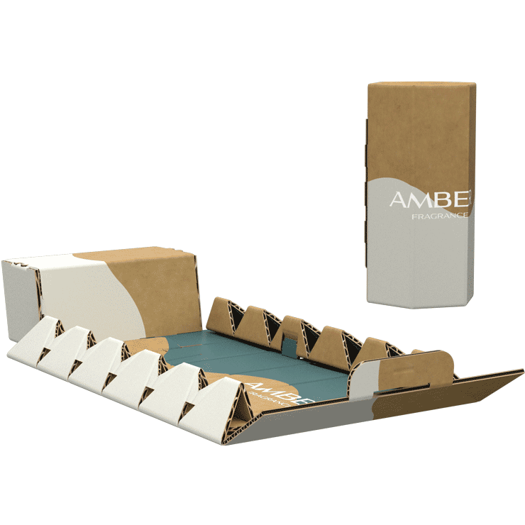 Etuis hexagonaux ouvert et fermé pour l'expédition de produits d'hygiène et de beauté