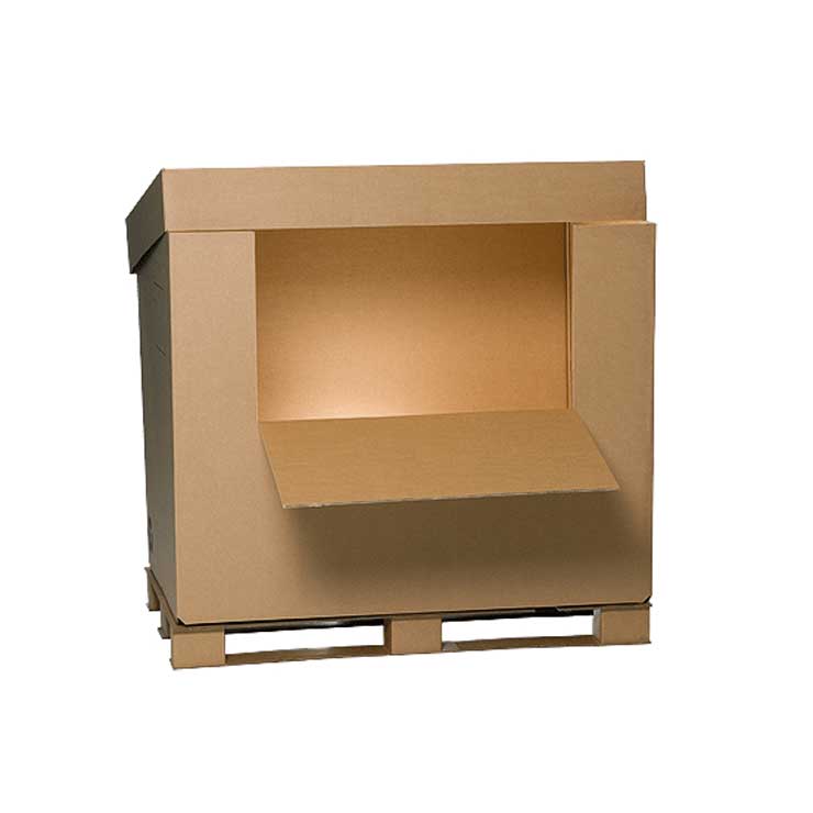 Box en carton sur palette pour produits volumineux et ou lourds avec coiffe et prédécoupe
