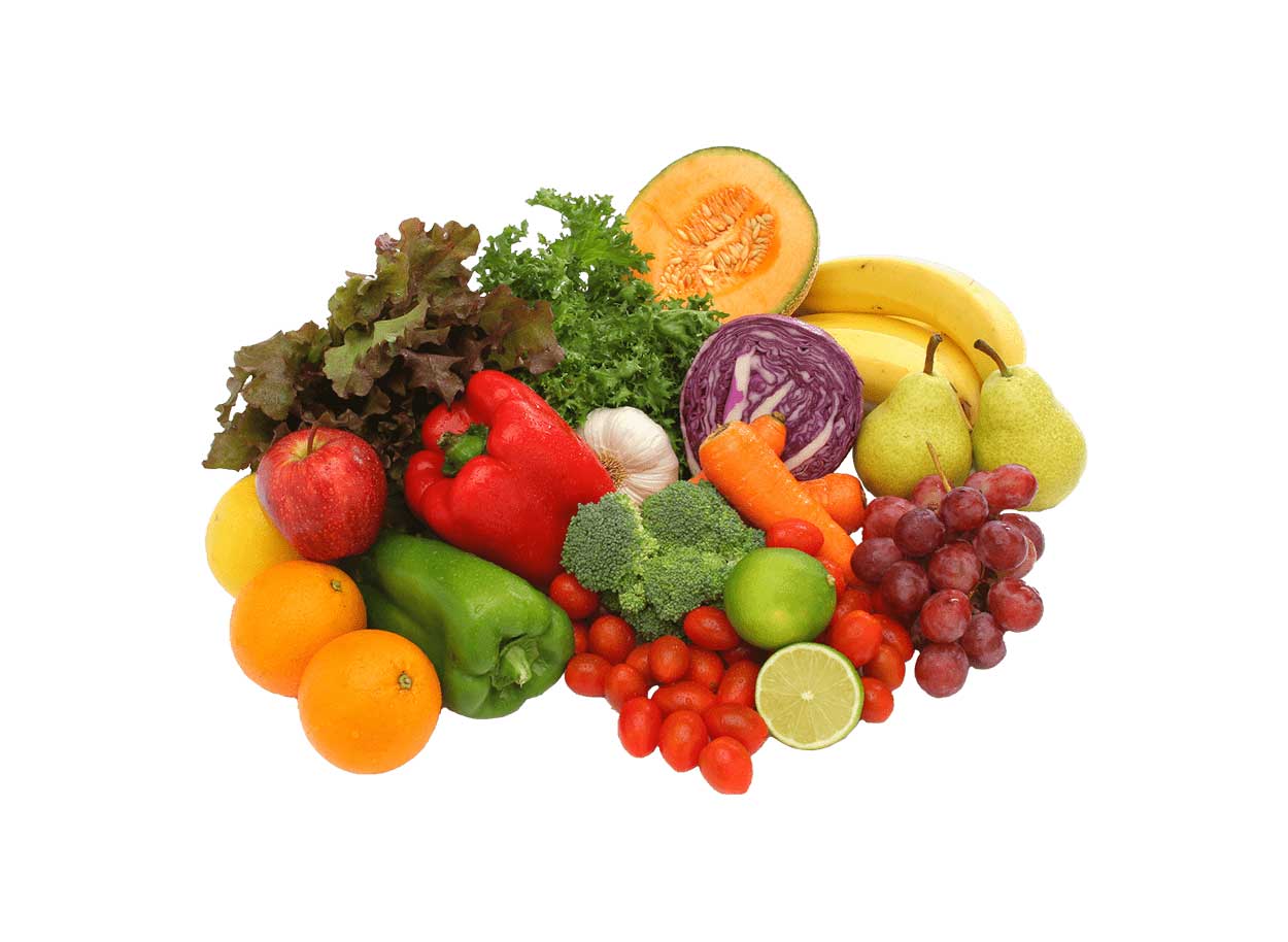 Présentation de tous types de fruits et légumes 