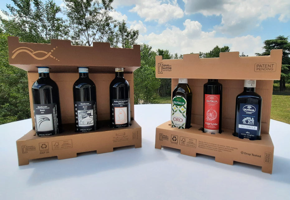 Save the bottle Smurfit Kappa realizzati per Olitalia e Consorzio delle Colline del Monferrato Casalese