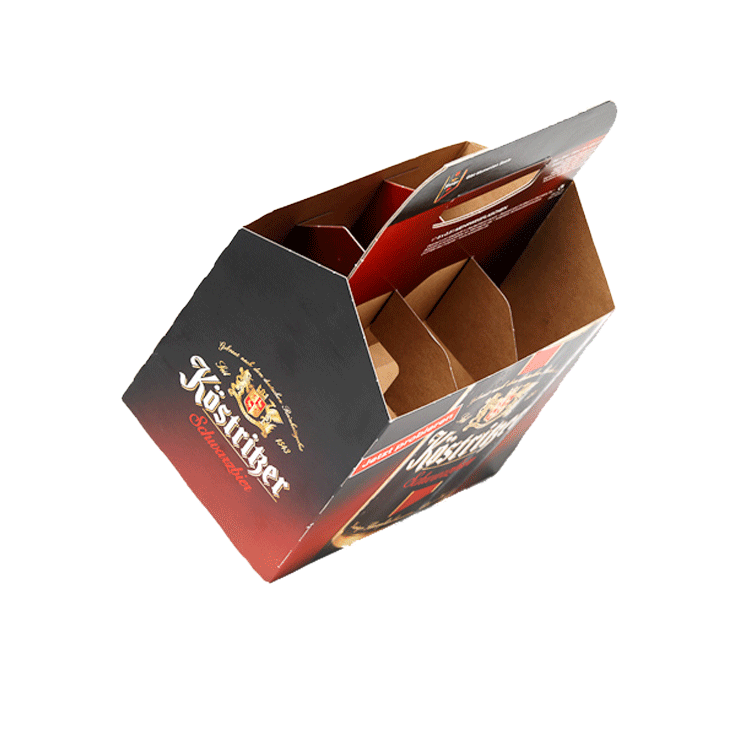 Emballage en carton plat avec poignée pour le conditionnemnet de 6 bières