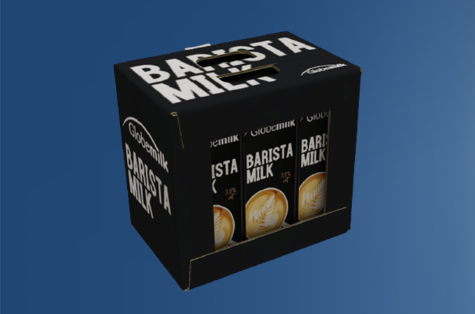 Onze oplossing voor zuivelklant Globemilk zorgde ervoor dat zij de krimpfolie om hun melkpakken konden vervangen door golfkarton.