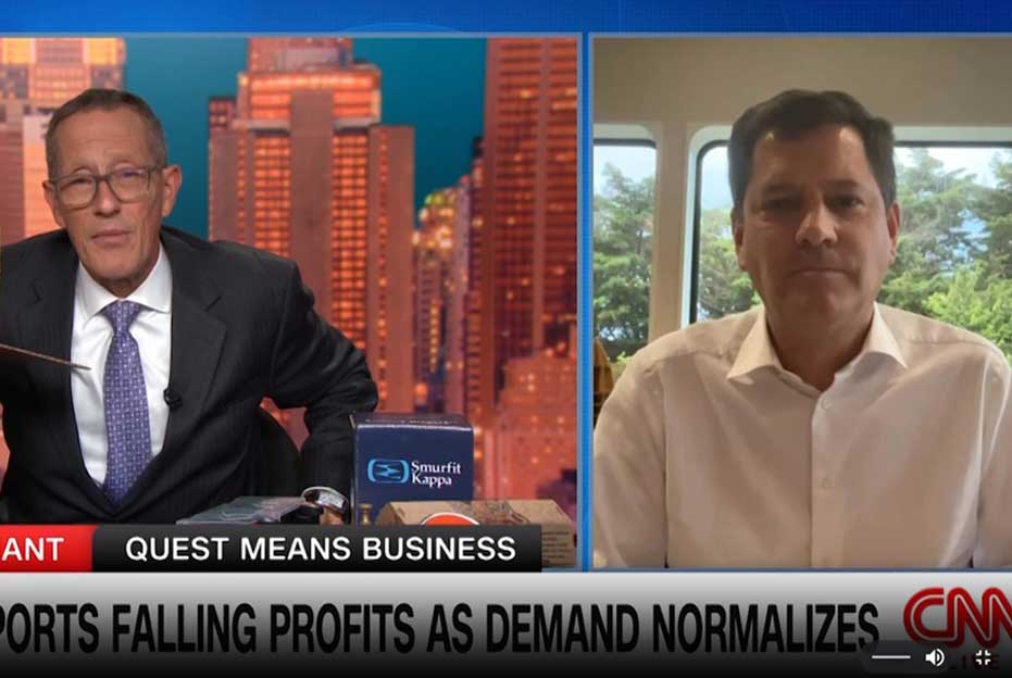 Tony Smurfit, CEO i Smurfit Kappa, i samtale med nyhetskanalen CNN