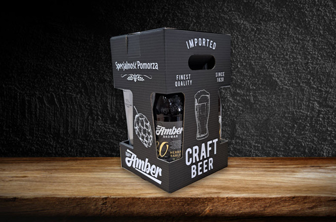Piwo Amber w opakowaniu z tektury