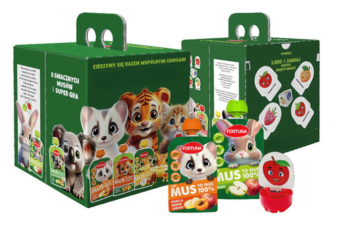 Opakowanie promocyjne z tektury na musy owocowe