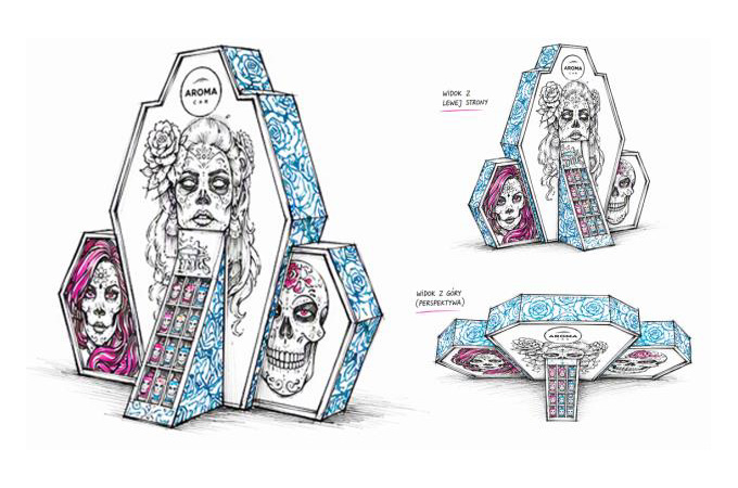 szkic ekspozytora Dead Gorgeous Display