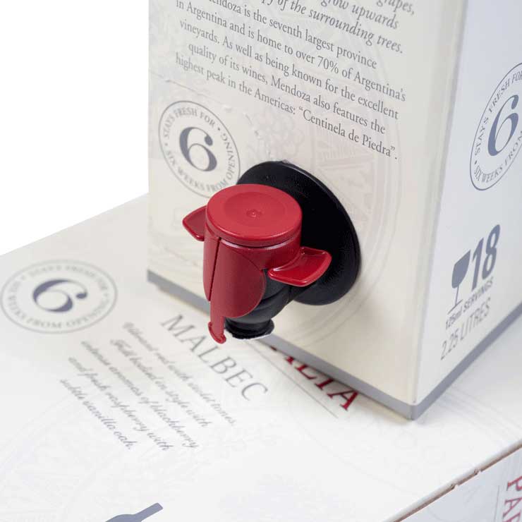 Torneira Vitop Original preta e vermelha em Bag-in-Box 2,25 litros vinho tinto