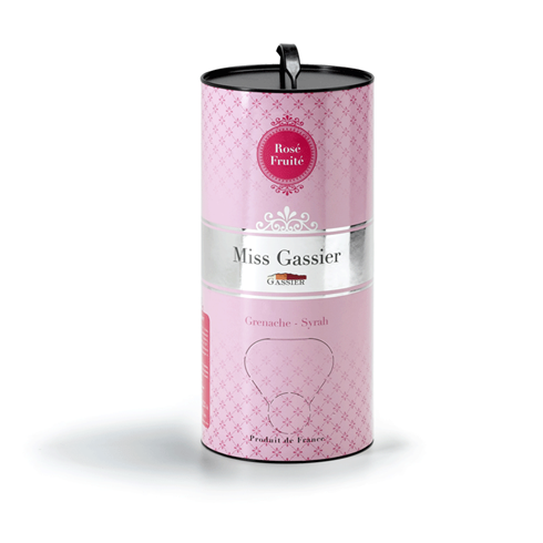 Embalagem, Bag-in-Tube, 3 litros, vinho rosé, Grenache Syrah da Miss Gassier