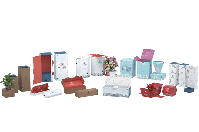 Blomsterförpackningar, förpackningar för blommor, blomlådor
