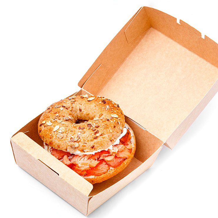 Contenedor a base de papel con tapa pequeño para alimentos