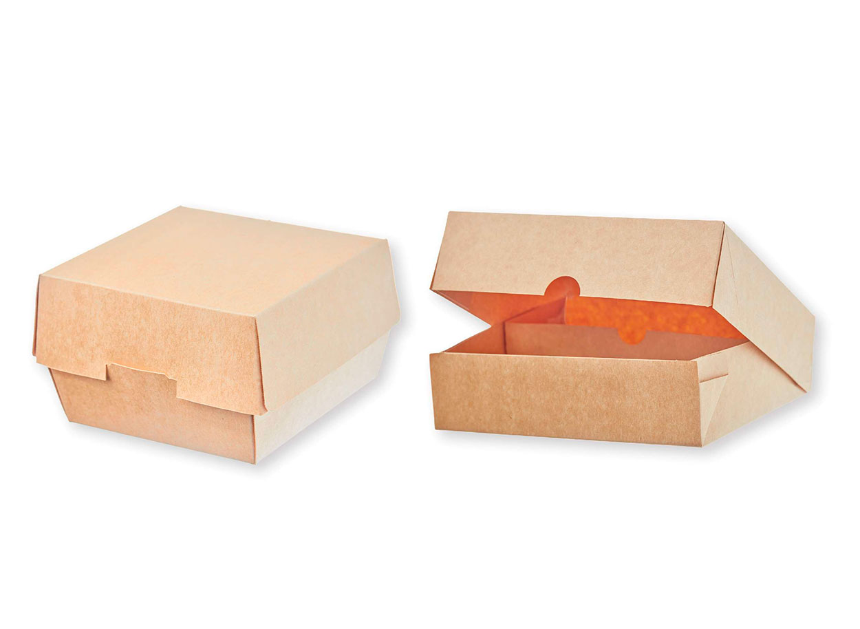 Empaque clamshell a base de papel para alimentos