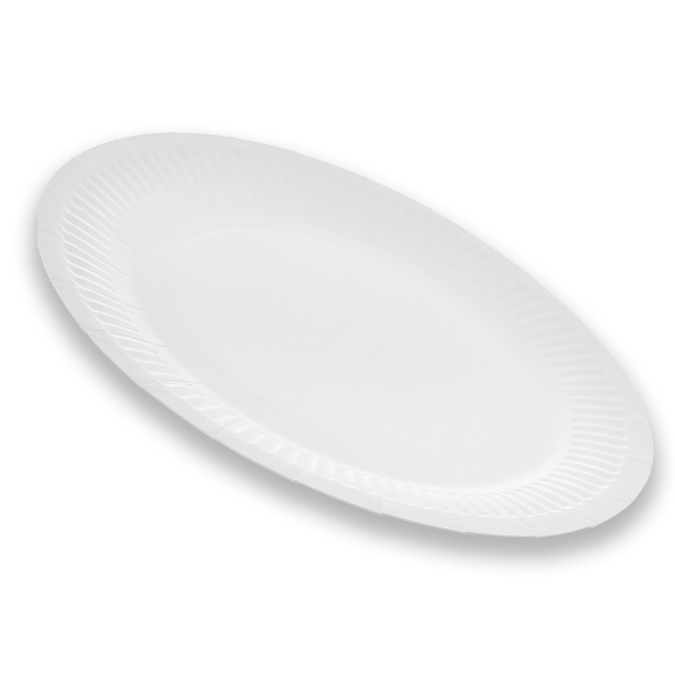 Plato blanco desechable para alimentos