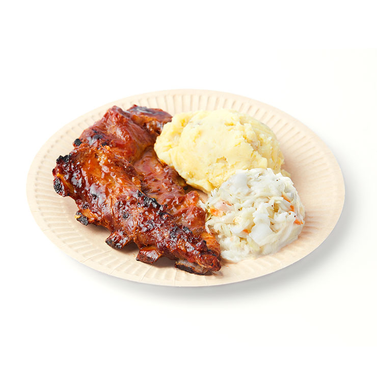 Plato grande reciclable blanco para alimentos