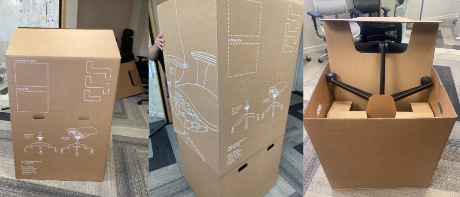Office chair packaging for hood seating