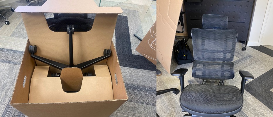 Office chair packaging unboxing