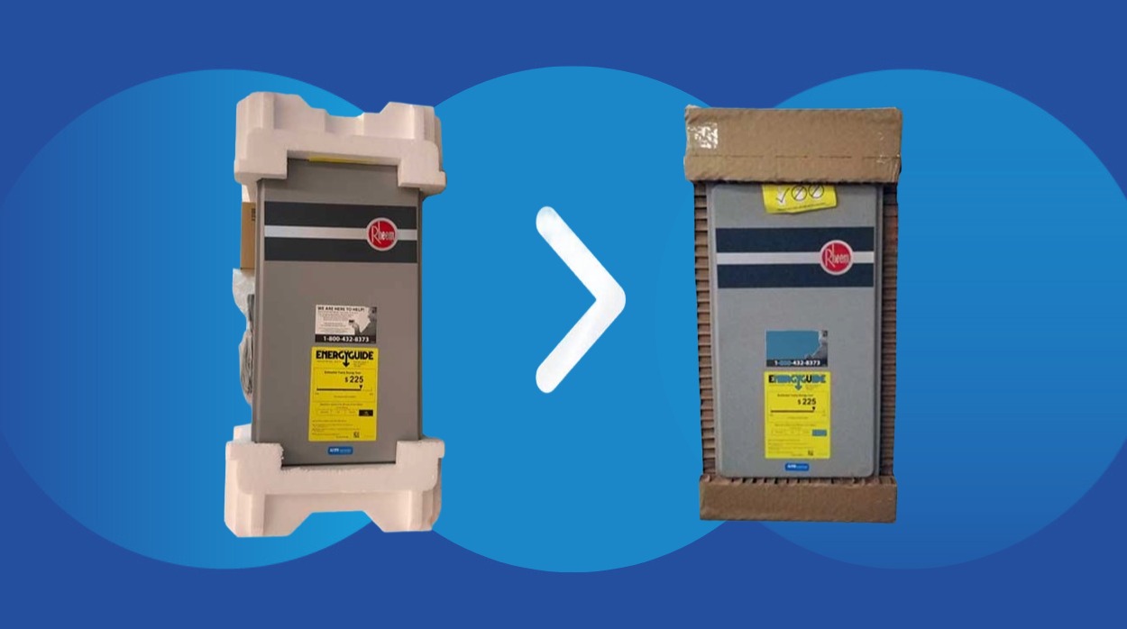 Protective packaging for water heating products