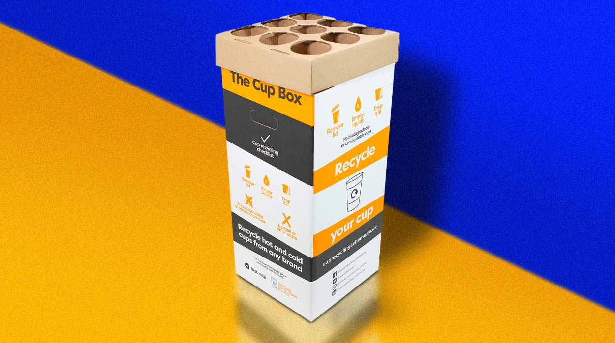 Sustainable cardboard cup disposal bins for the National Cup Recycling Scheme