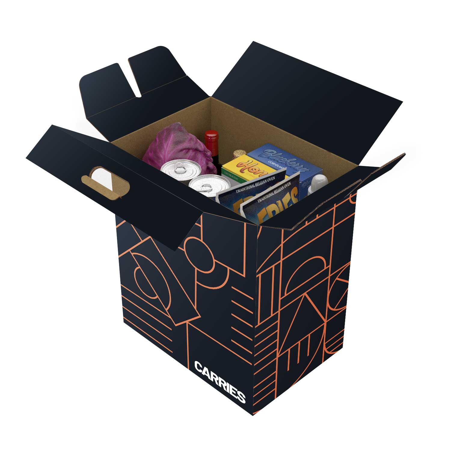 carriers cardboard box handheld food example