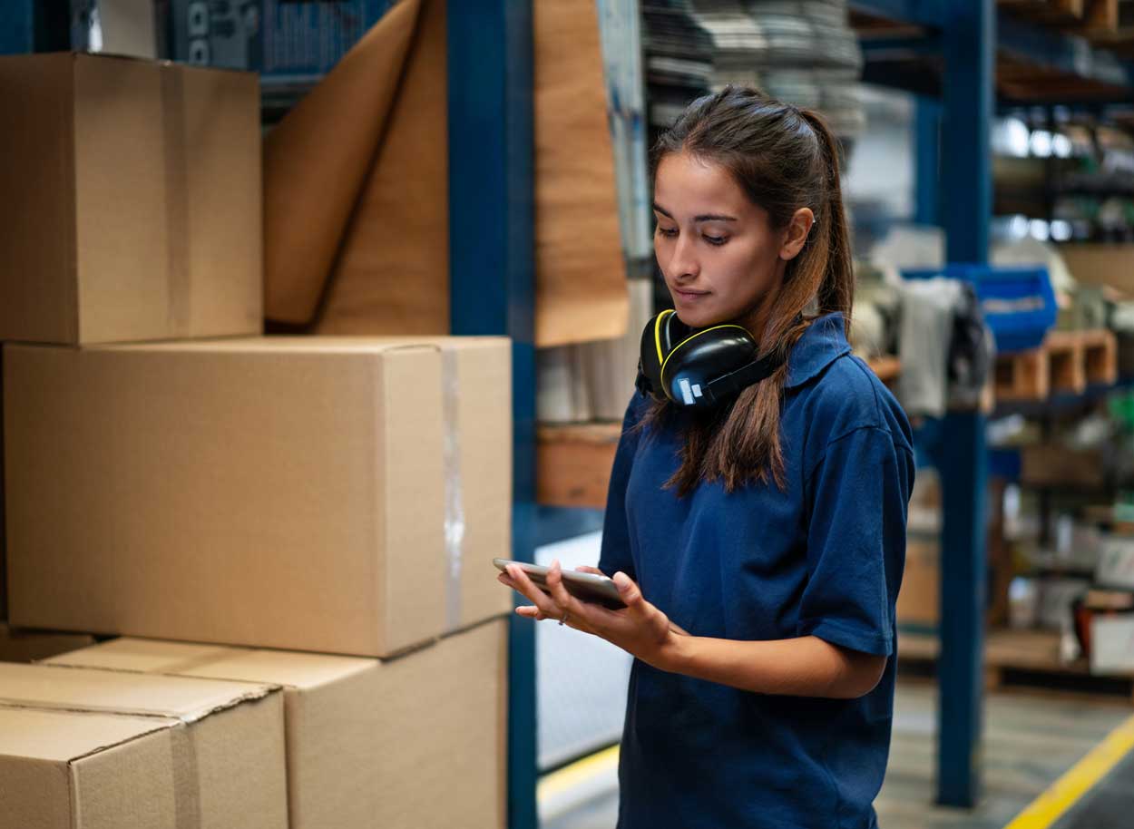 woman in warehouse