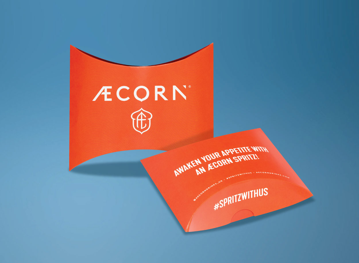 pillow box packaging for aecorn drinks