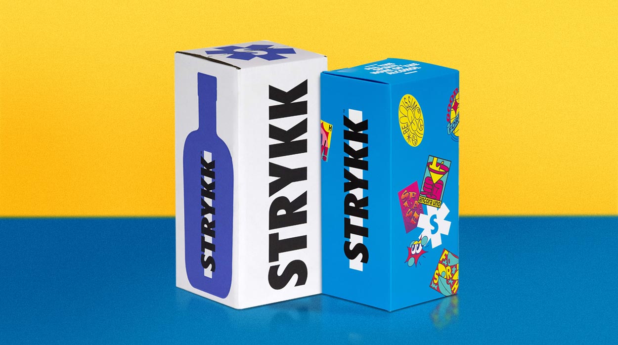 Supporting up-and-coming non-alcoholic drinks brand, Strykk with litho printed single bottle drinks packaging.