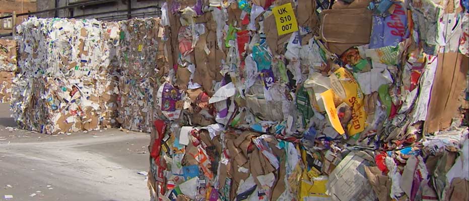 Bales of recycled paper